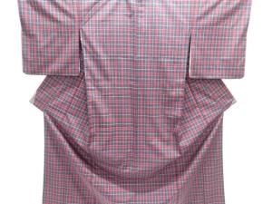 格子織り出し米沢紬着物